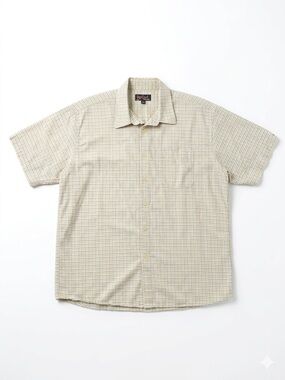 Rip Curl The Search Plaid Short Sleeve Button Down Shirt Men's XL Cream Yellow